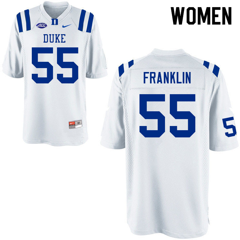 Women #55 Ja'Mion Franklin Duke Blue Devils College Football Jerseys Sale-White - Click Image to Close
